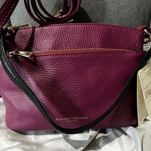 Beautiful Mauve Pebbled Leather Divina Firenze Crossbody Handbag